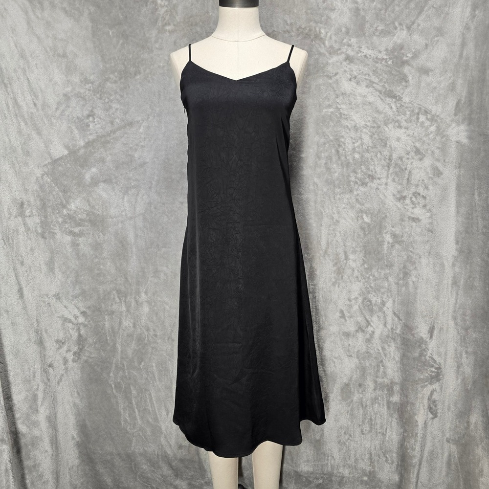ORANGE Japan Black Jacquard Slip Midi Dress‎ Women S Spaghetti Strap Minimalist